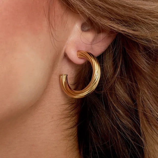 Striped Circle Earrings